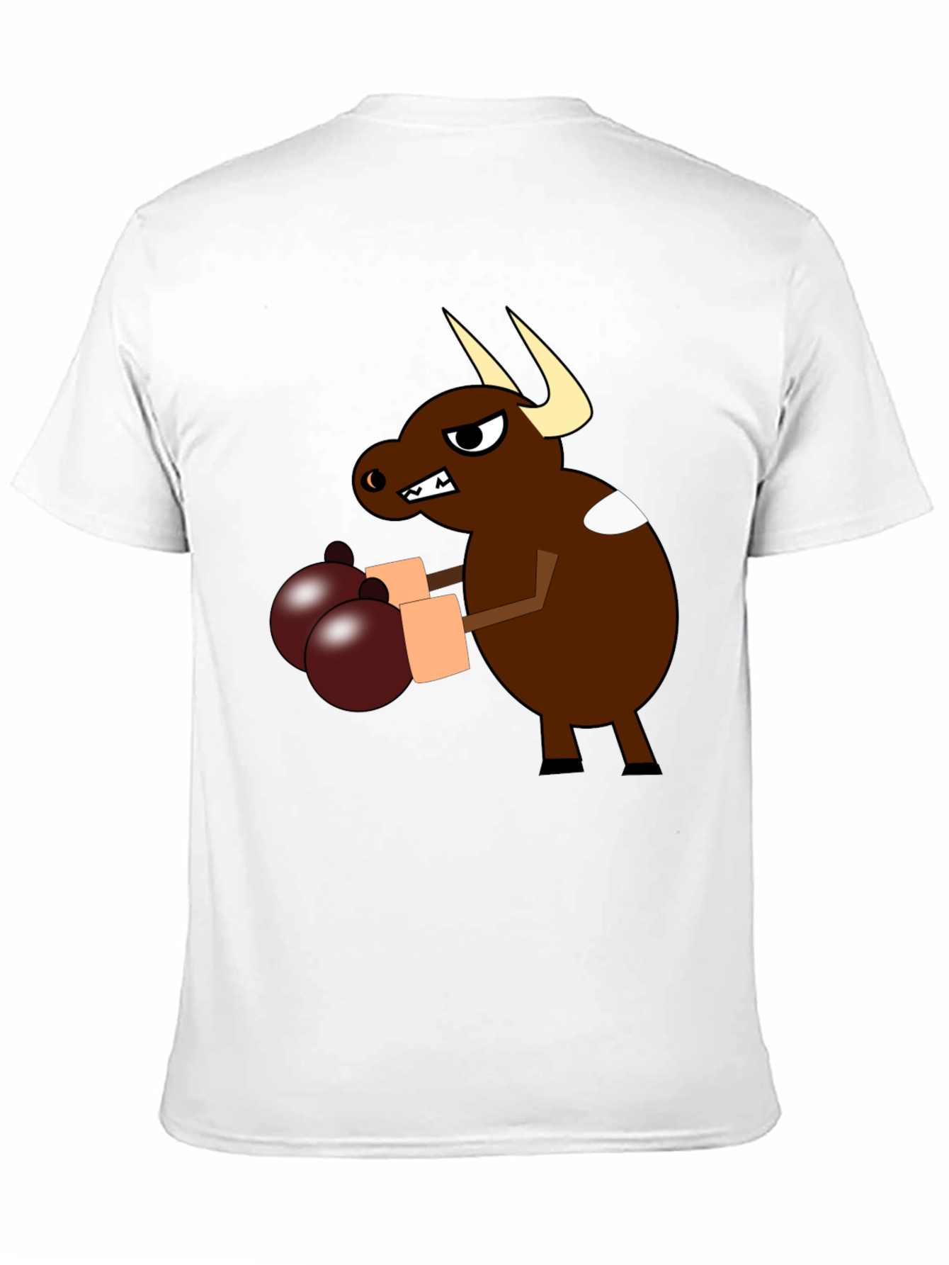 Cartoon Boxing Bull Black T-Shirt