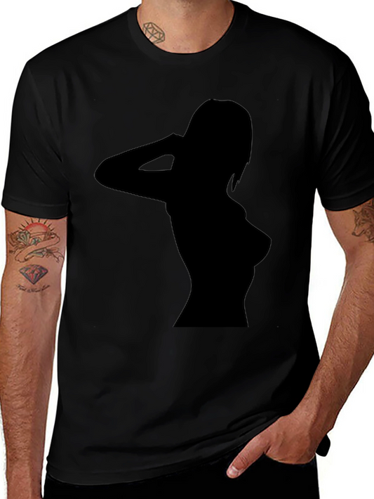Sleek Black T-Shirt with Silhouette Design