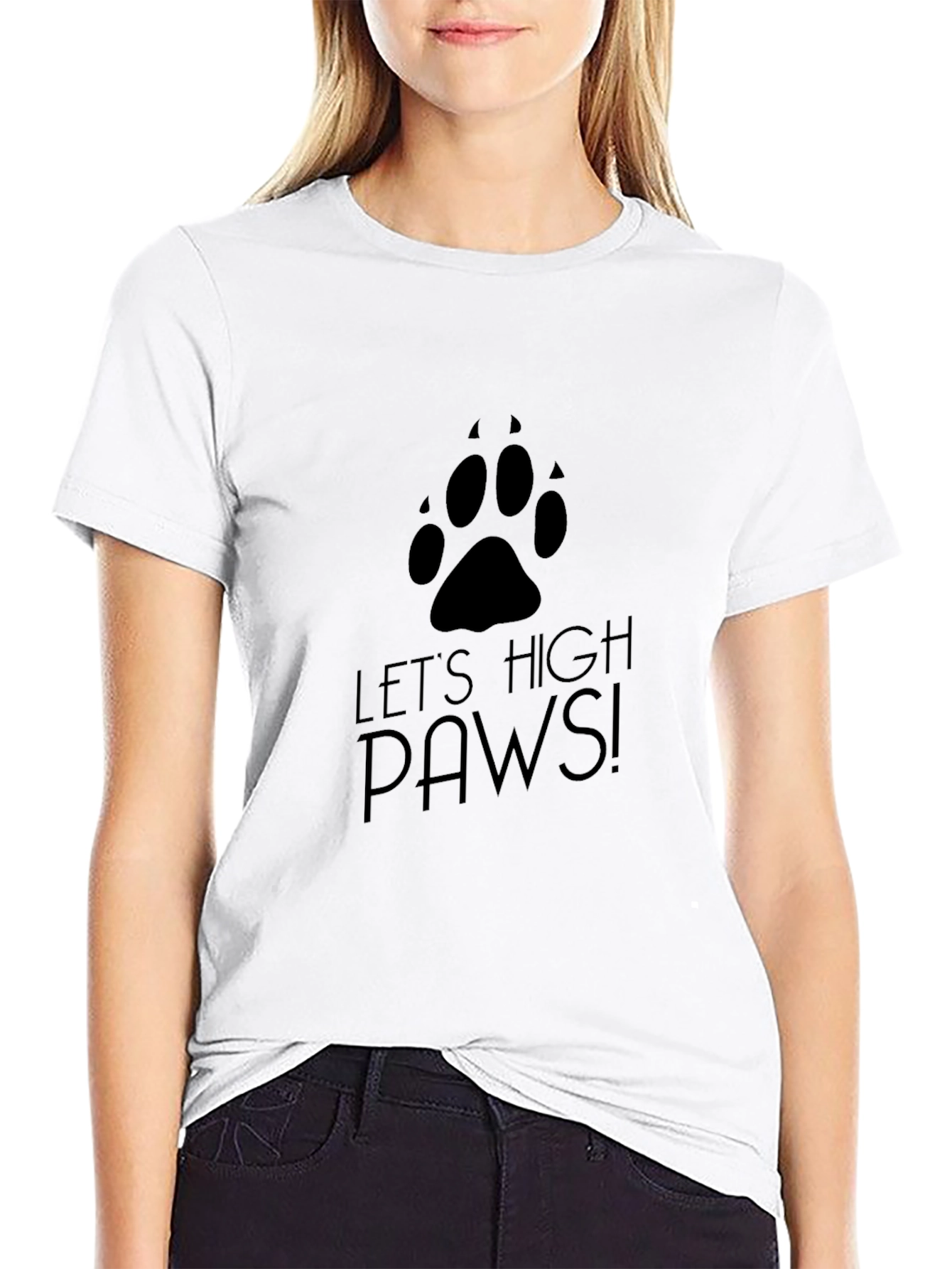 Lets High Paws! Black Graphic Print Tee