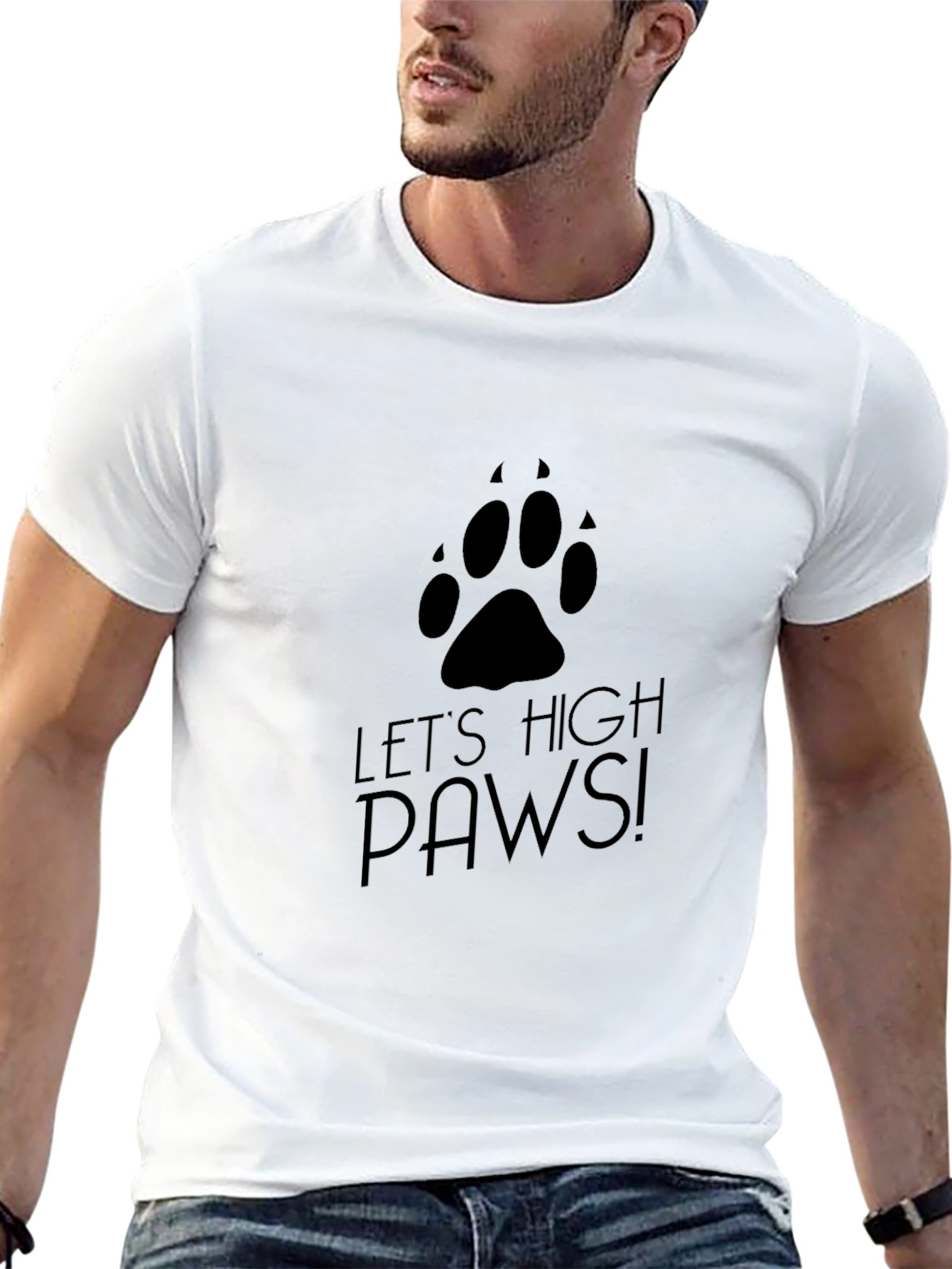 Lets High Paws! Black Graphic Print Tee