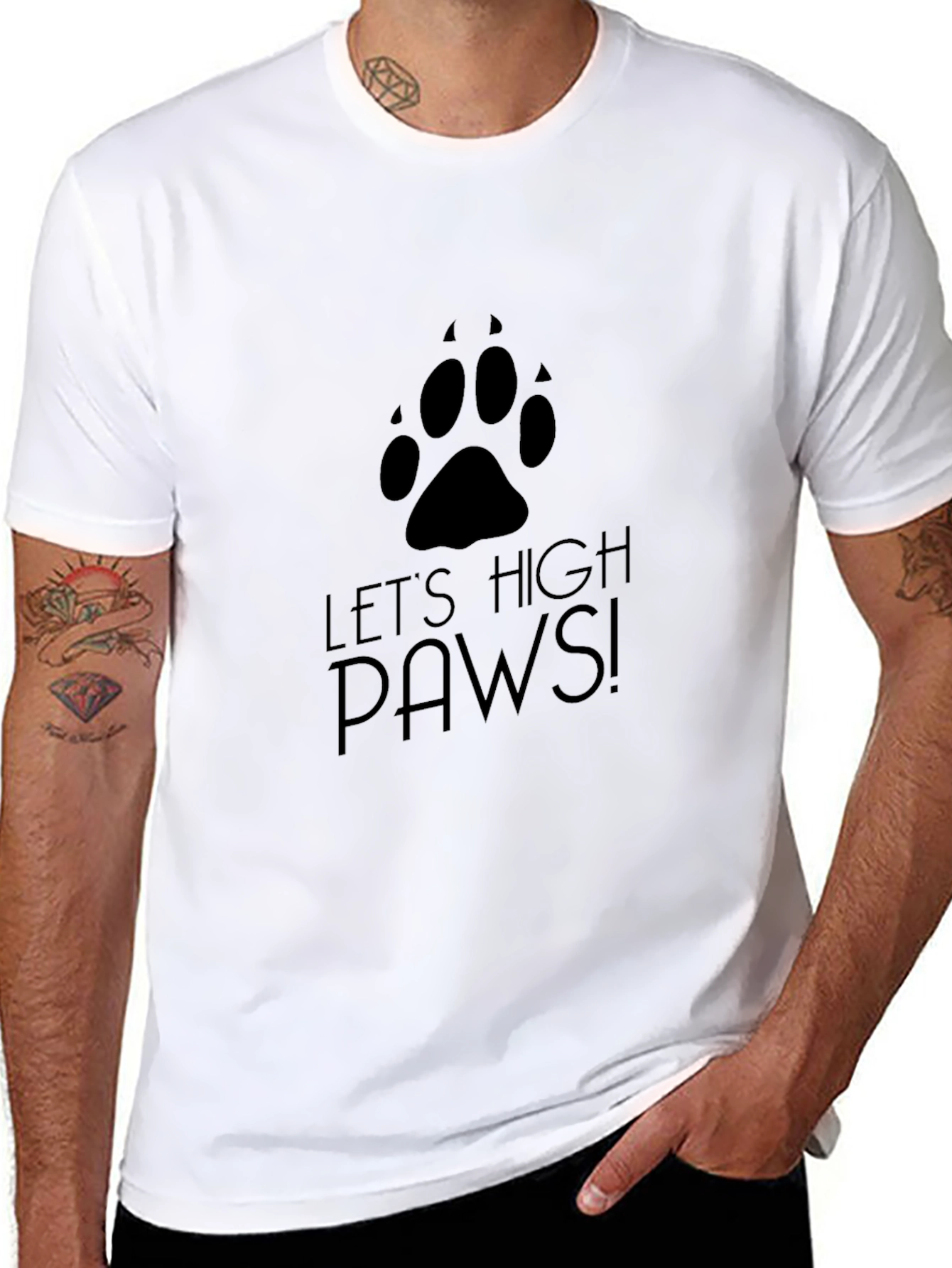 Lets High Paws! Black Graphic Print Tee