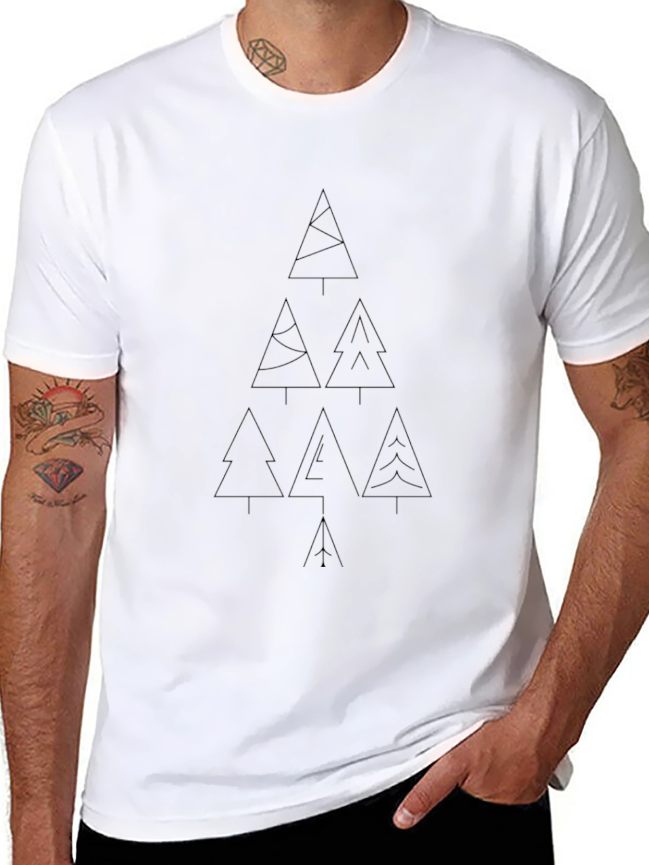Minimalist Tree Print Black T-Shirt