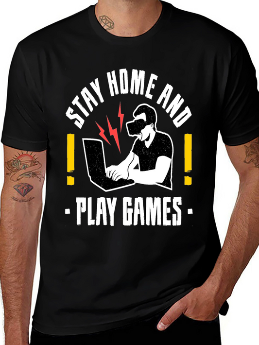 Stay Home and Play Games T-Shirt - VR Gamer Tee