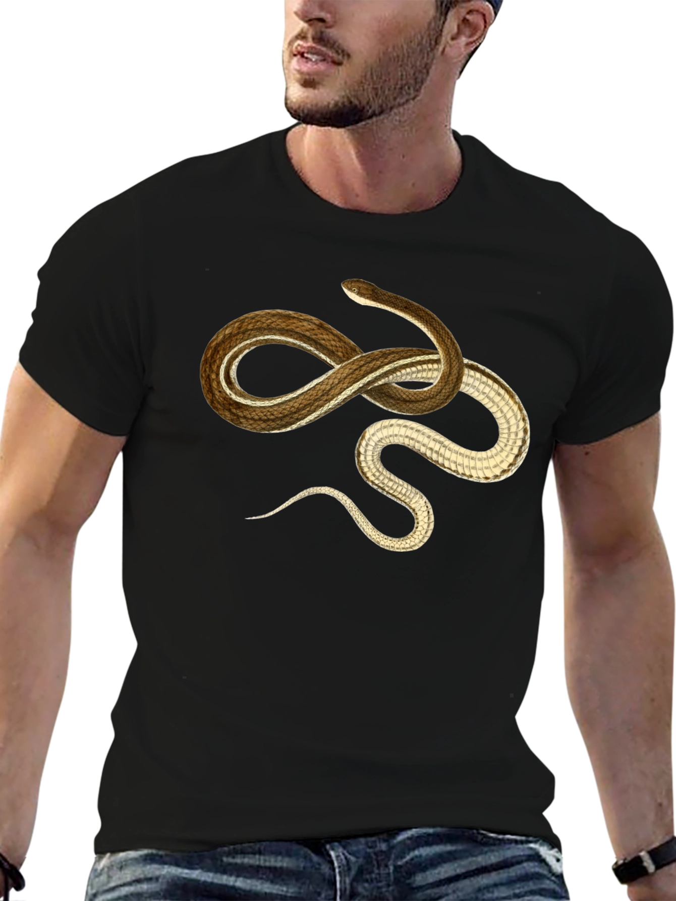 Snake Graphic T-Shirt - Casual Black Tee