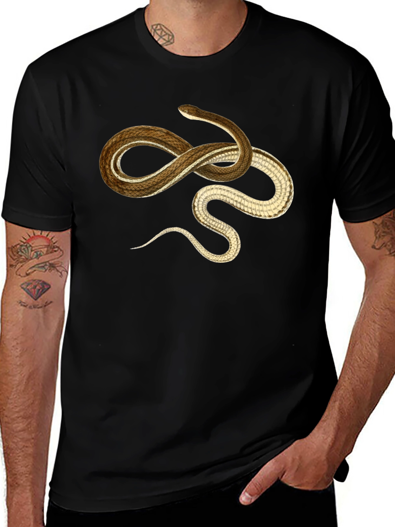 Snake Graphic T-Shirt - Casual Black Tee