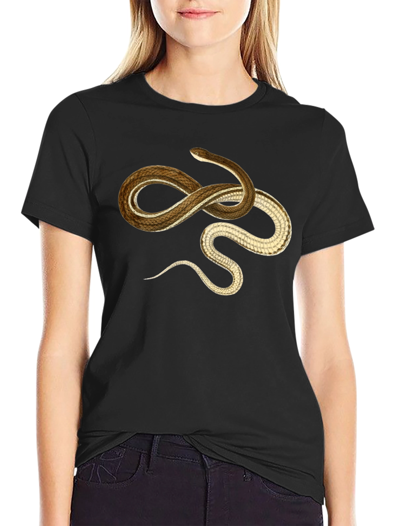 Snake Graphic T-Shirt - Casual Black Tee