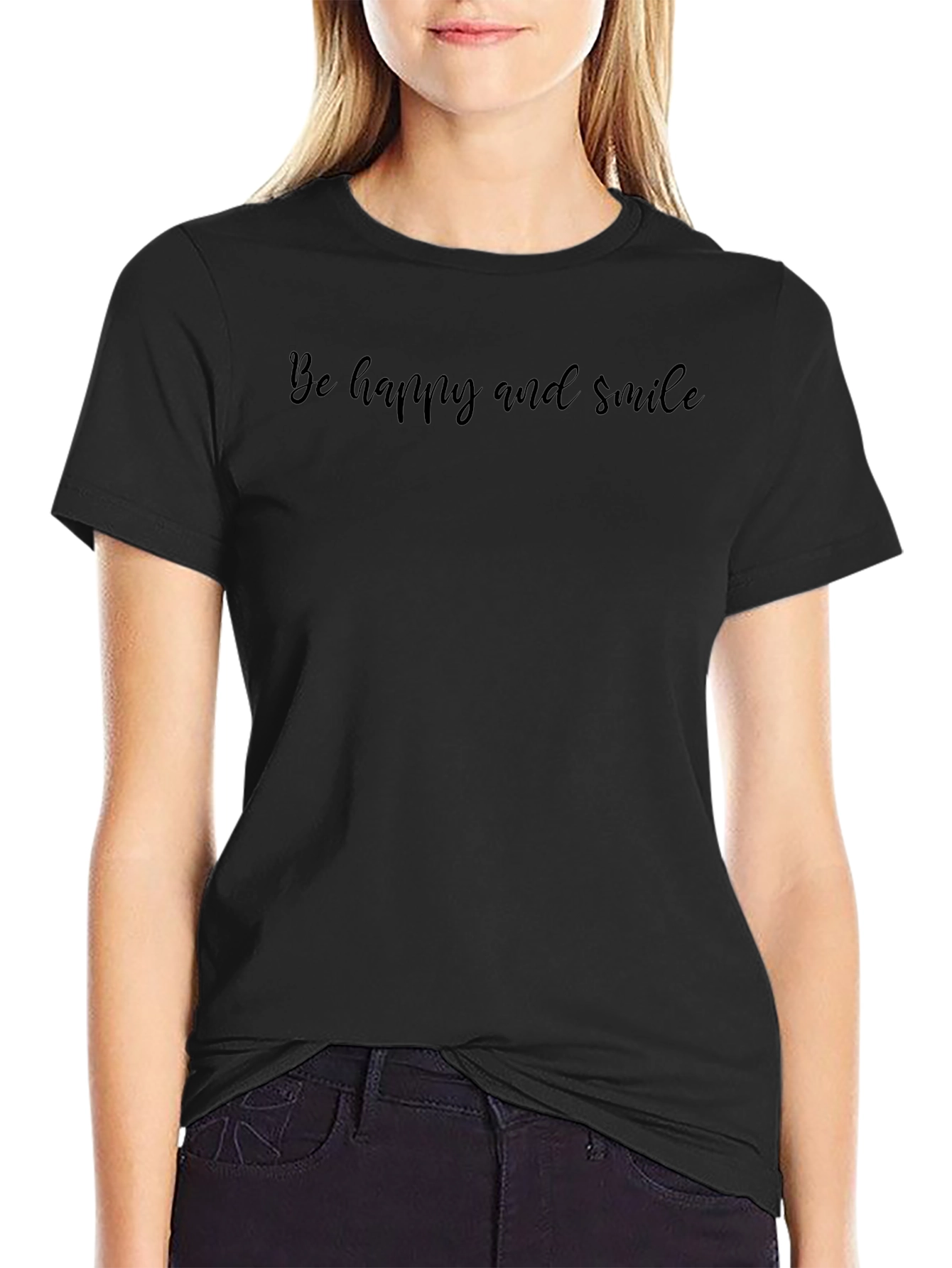 Be Happy and Smile Black T-Shirt