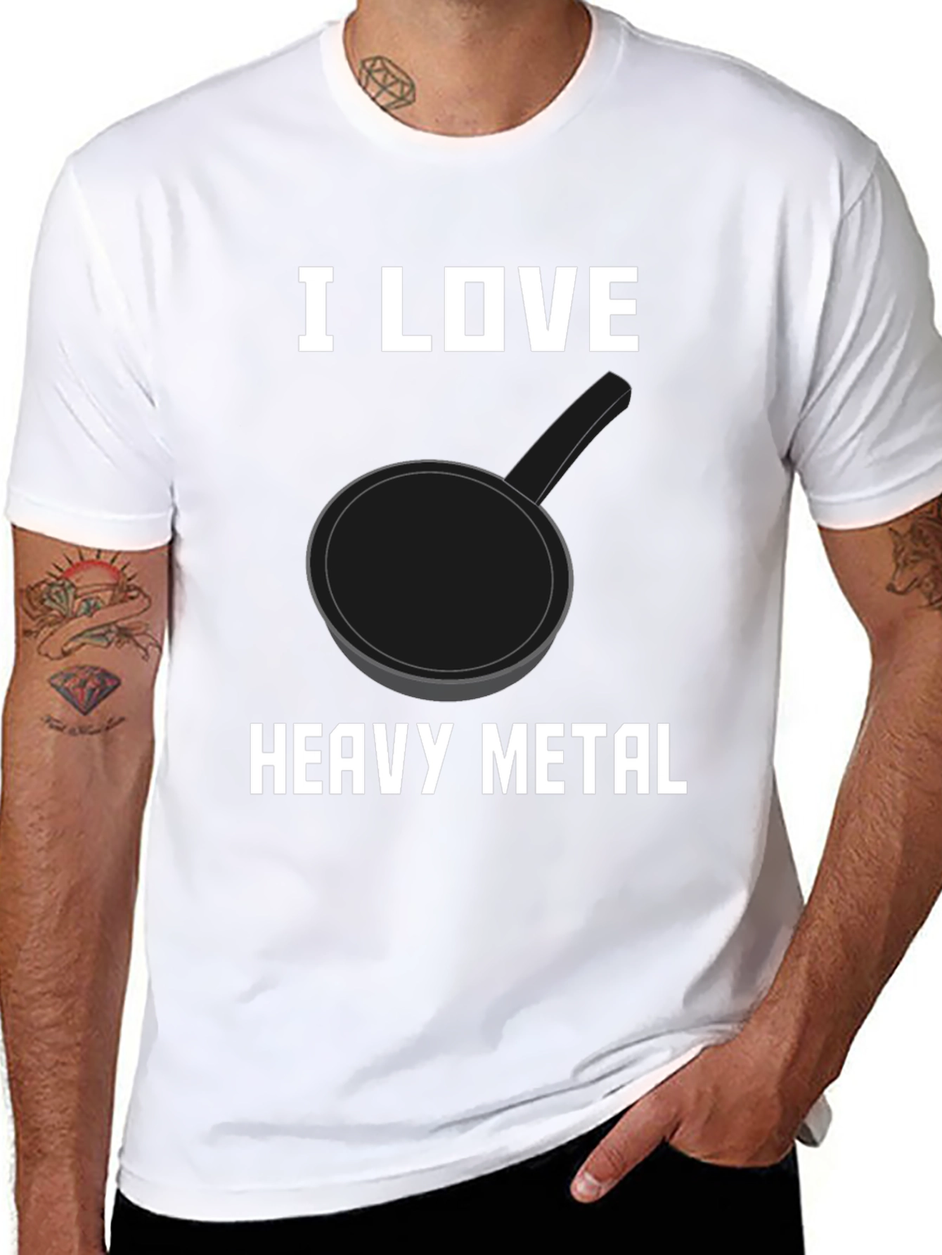 I Love Heavy Metal Pan T-Shirt