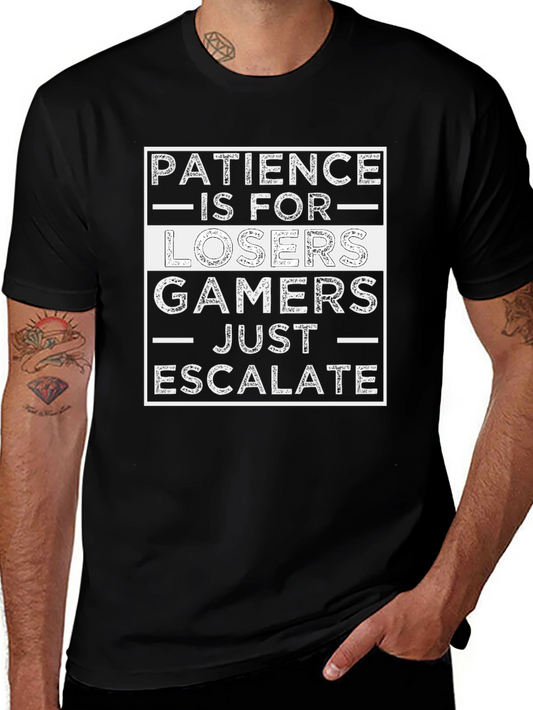 Gamers Just Escalate Mens Black Graphic Tee