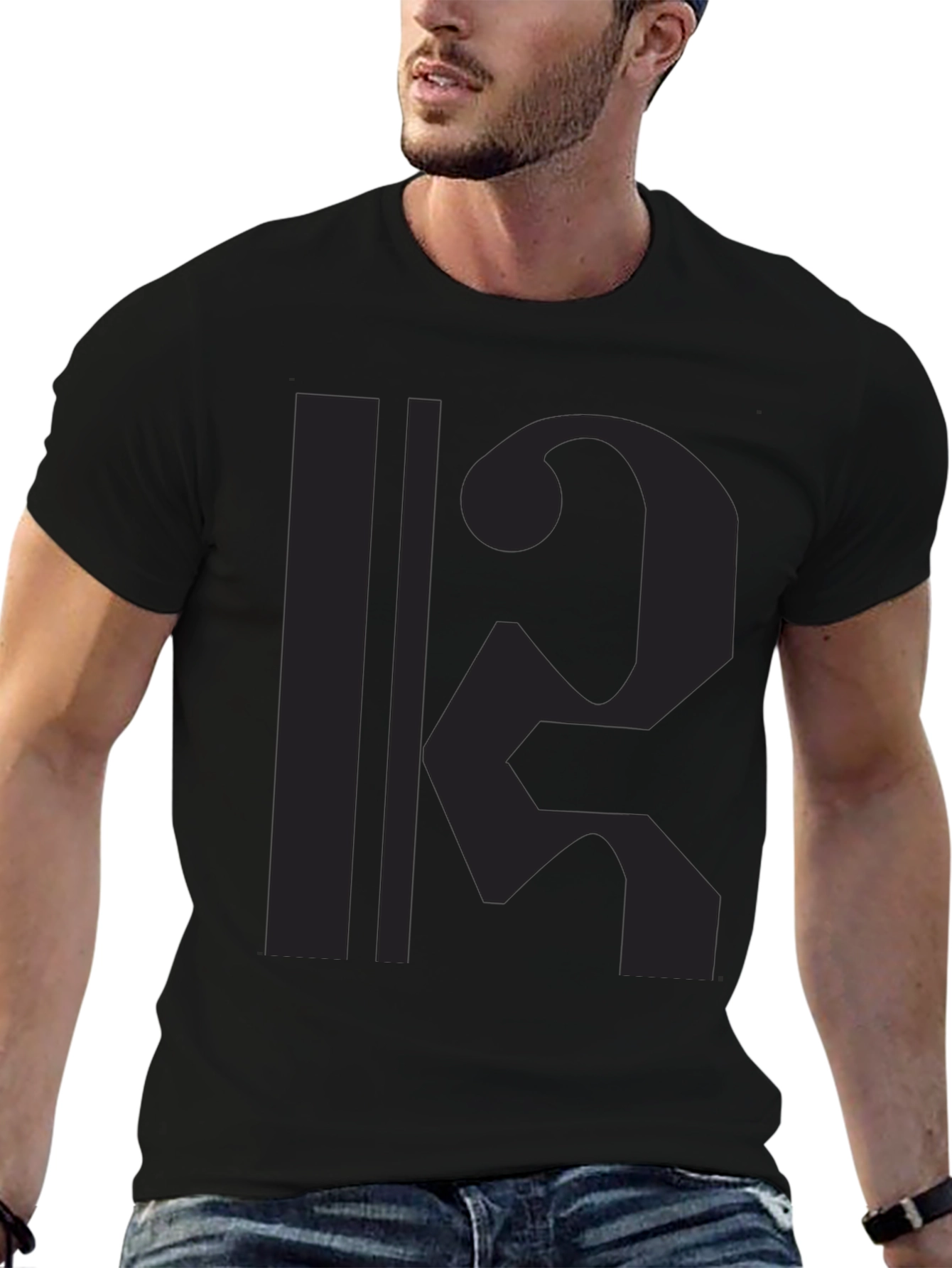 Unique Graphic Print Black Tee