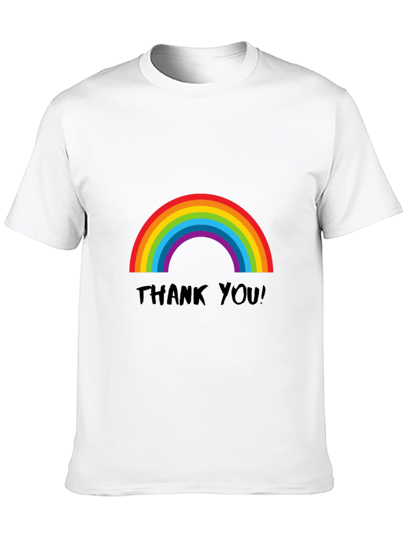 Rainbow Thank You T-Shirt - Black Casual Tee