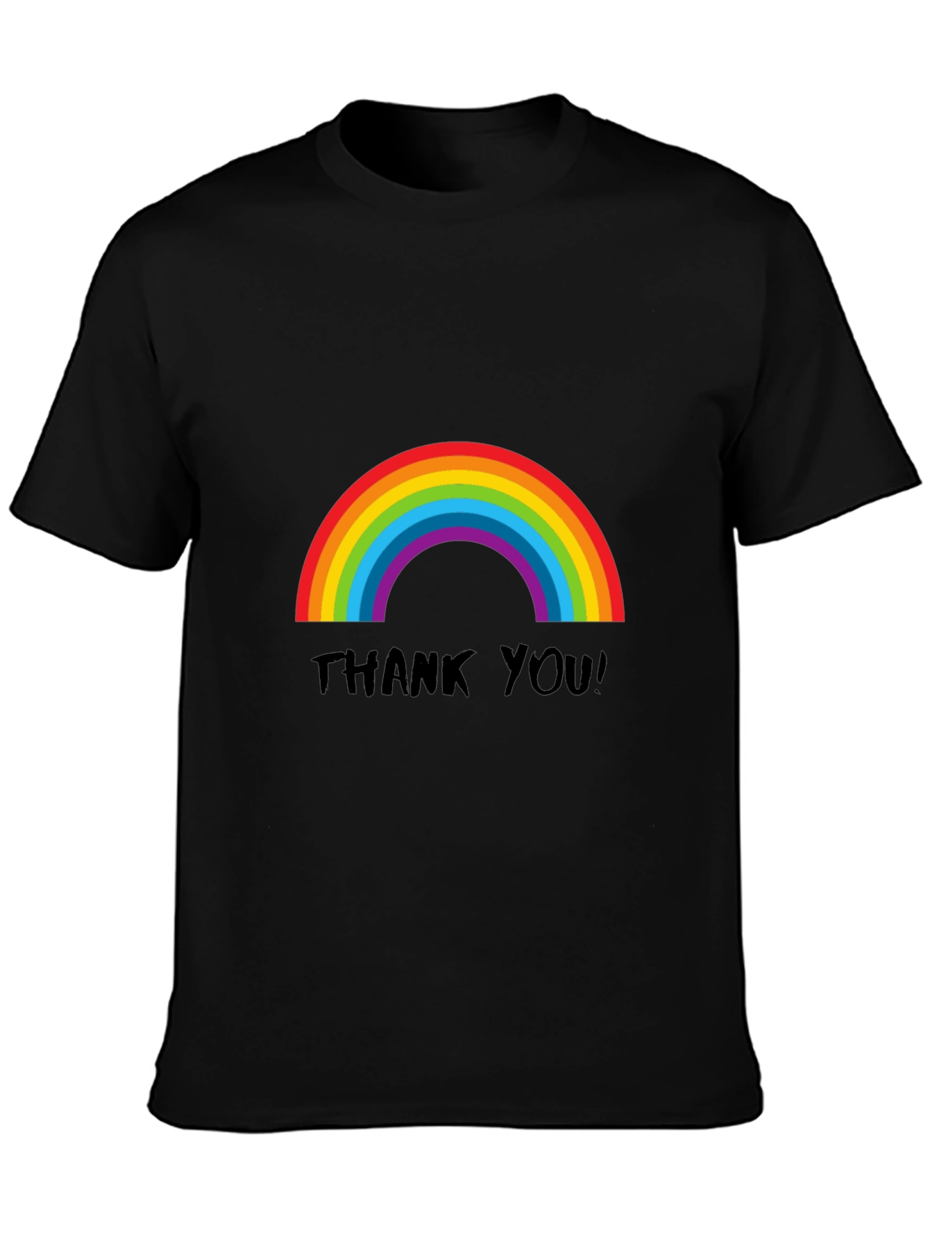 Rainbow Thank You T-Shirt - Black Casual Tee