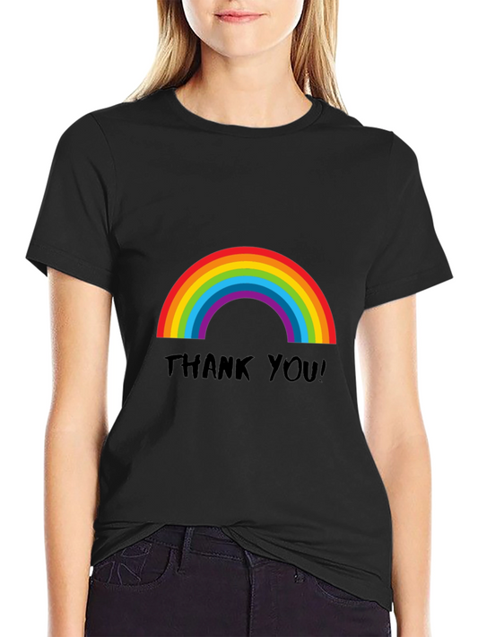 Rainbow Thank You T-Shirt - Black Casual Tee
