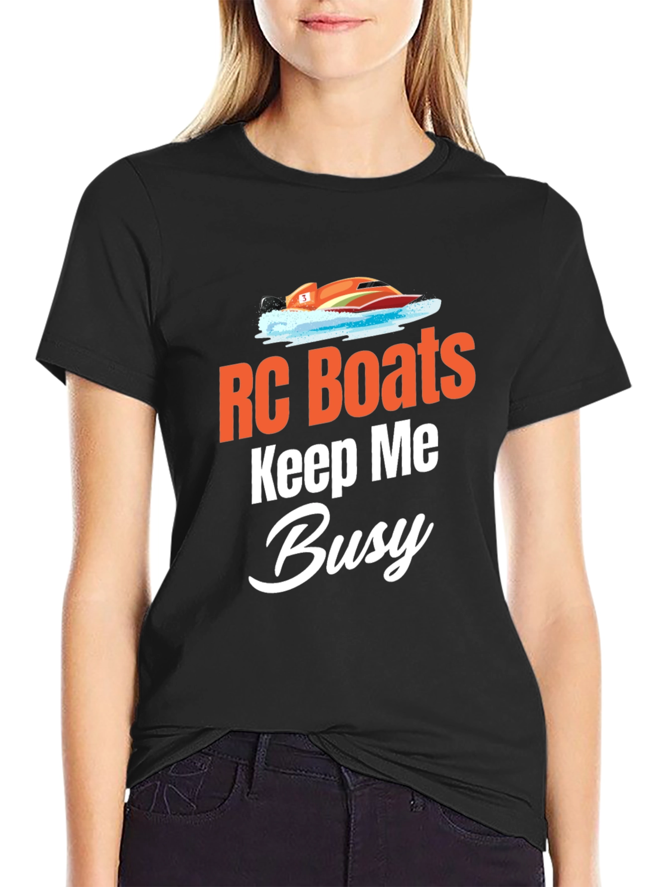 RC Boats Keep Me Busy Black T-Shirt