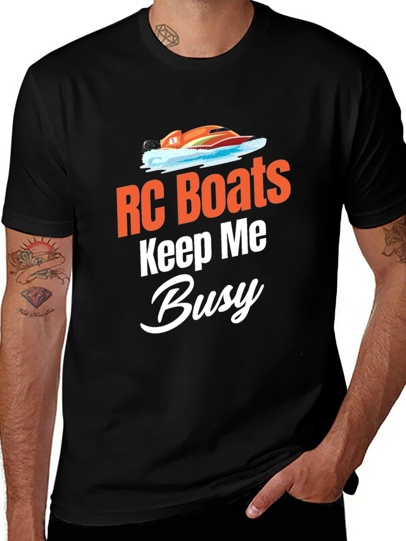RC Boats Keep Me Busy Black T-Shirt