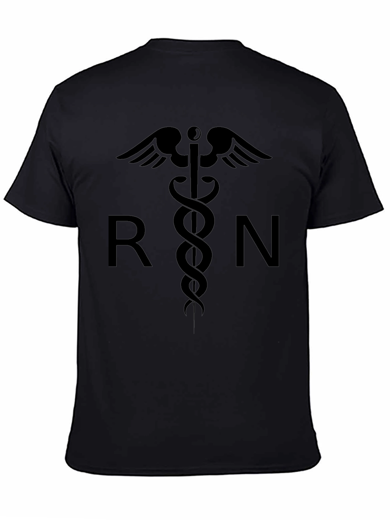 RN Caduceus Graphic T-Shirt - Black Cotton Tee