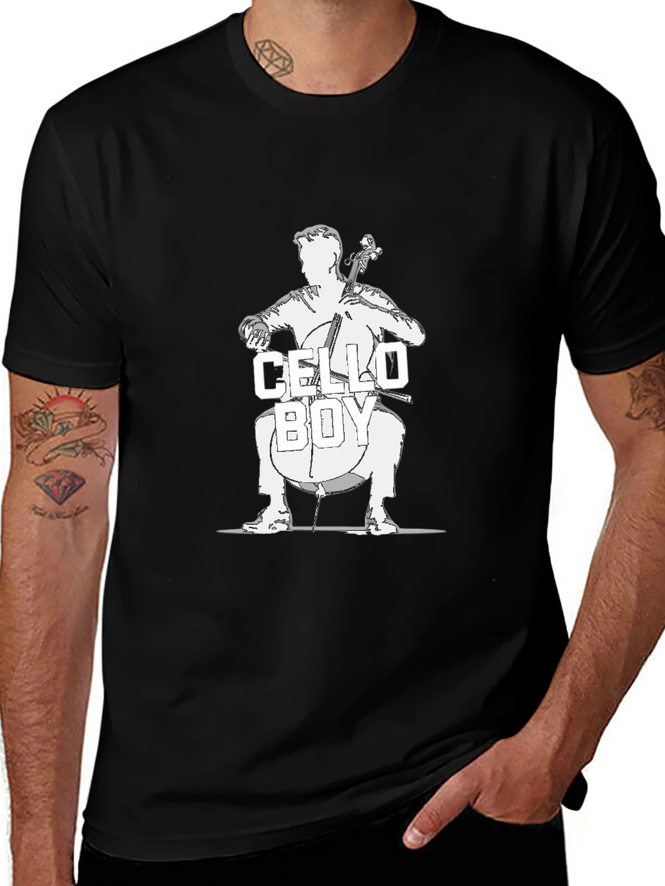 Cello Boy Black T-Shirt - Musician Tee