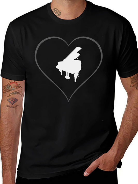 Piano Heart Graphic Tee - Music Lovers T-Shirt