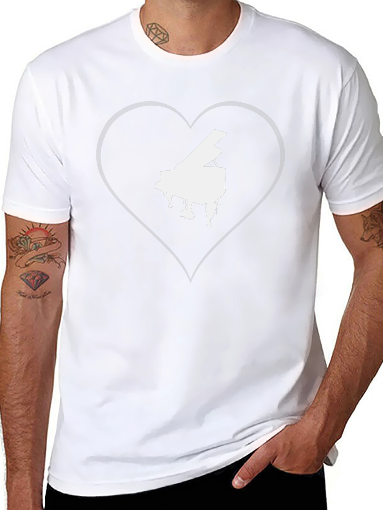 Piano Heart Graphic Tee - Music Lovers T-Shirt