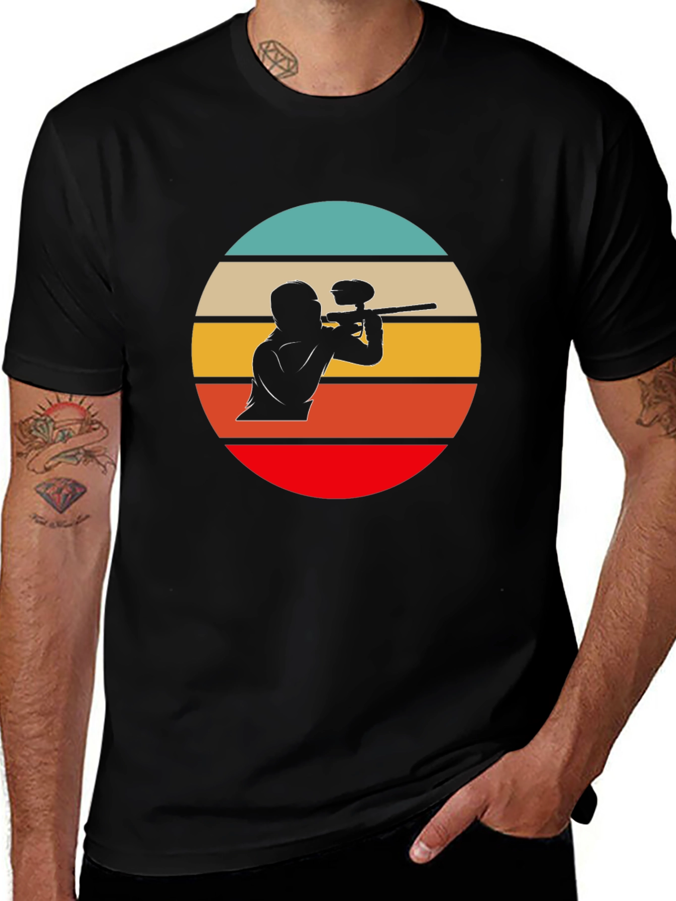 Paintball Sunset Graphic Tee - Black Cotton T-Shirt
