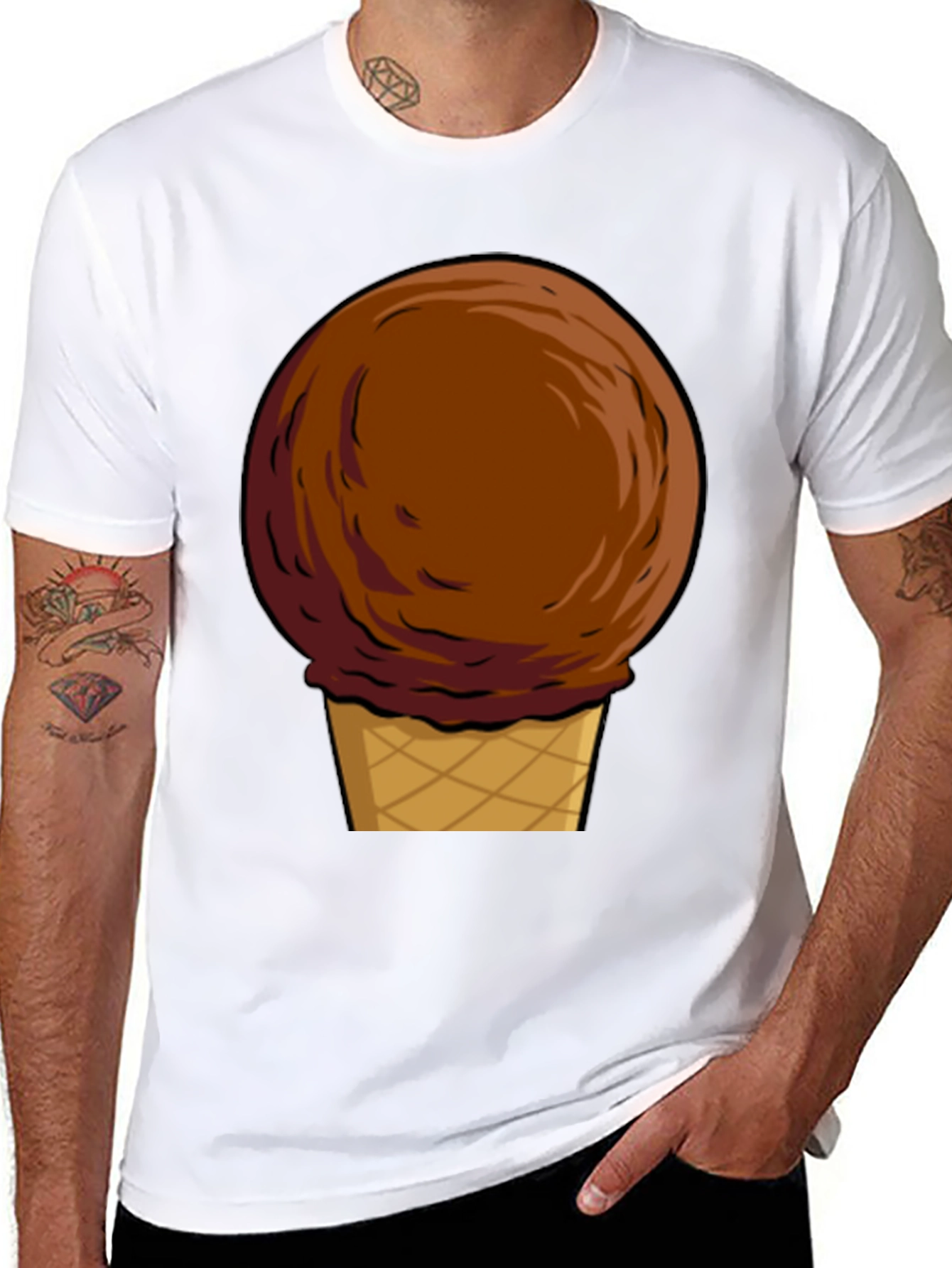 Chocolate Ice Cream Cone Graphic T-Shirt