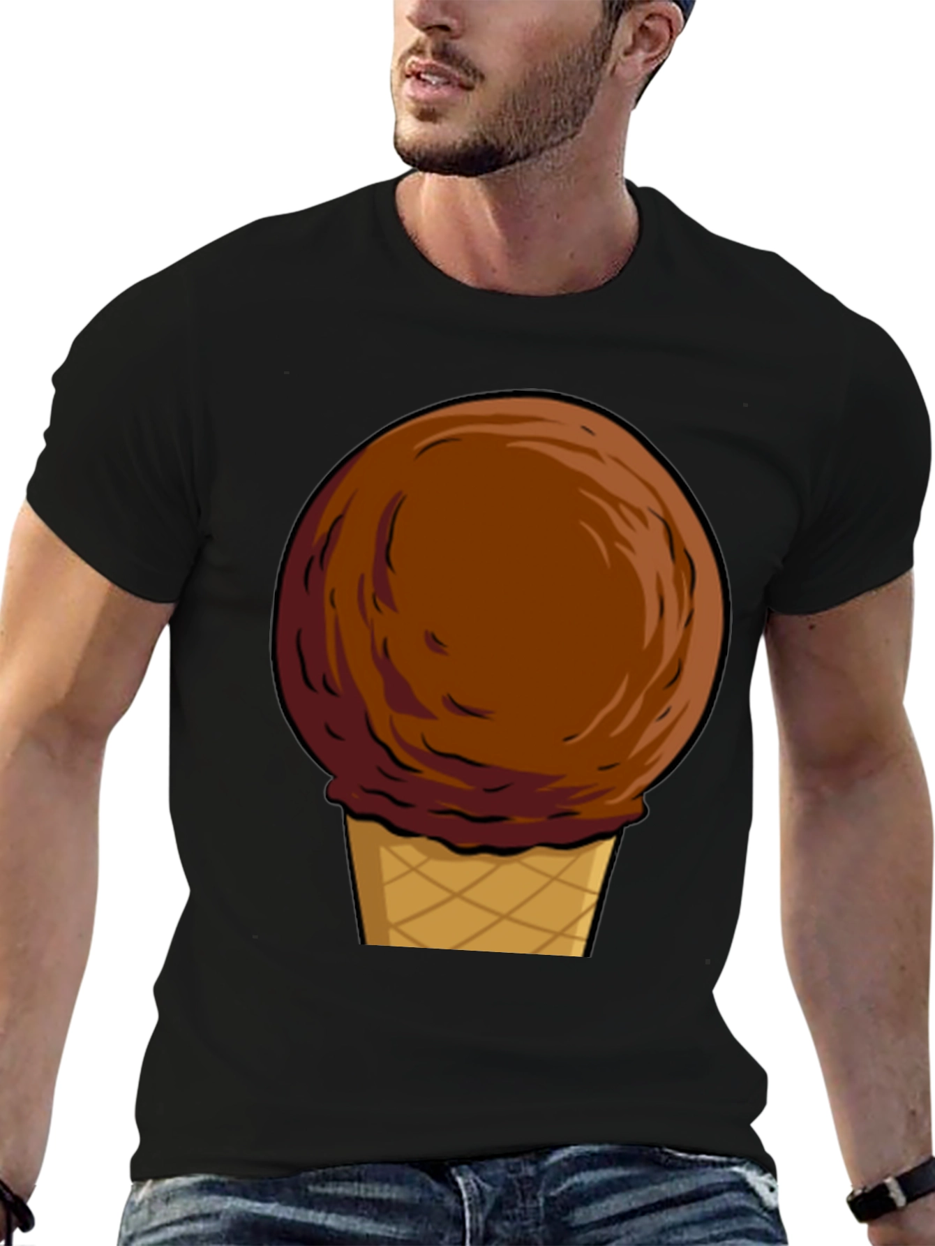 Chocolate Ice Cream Cone Graphic T-Shirt