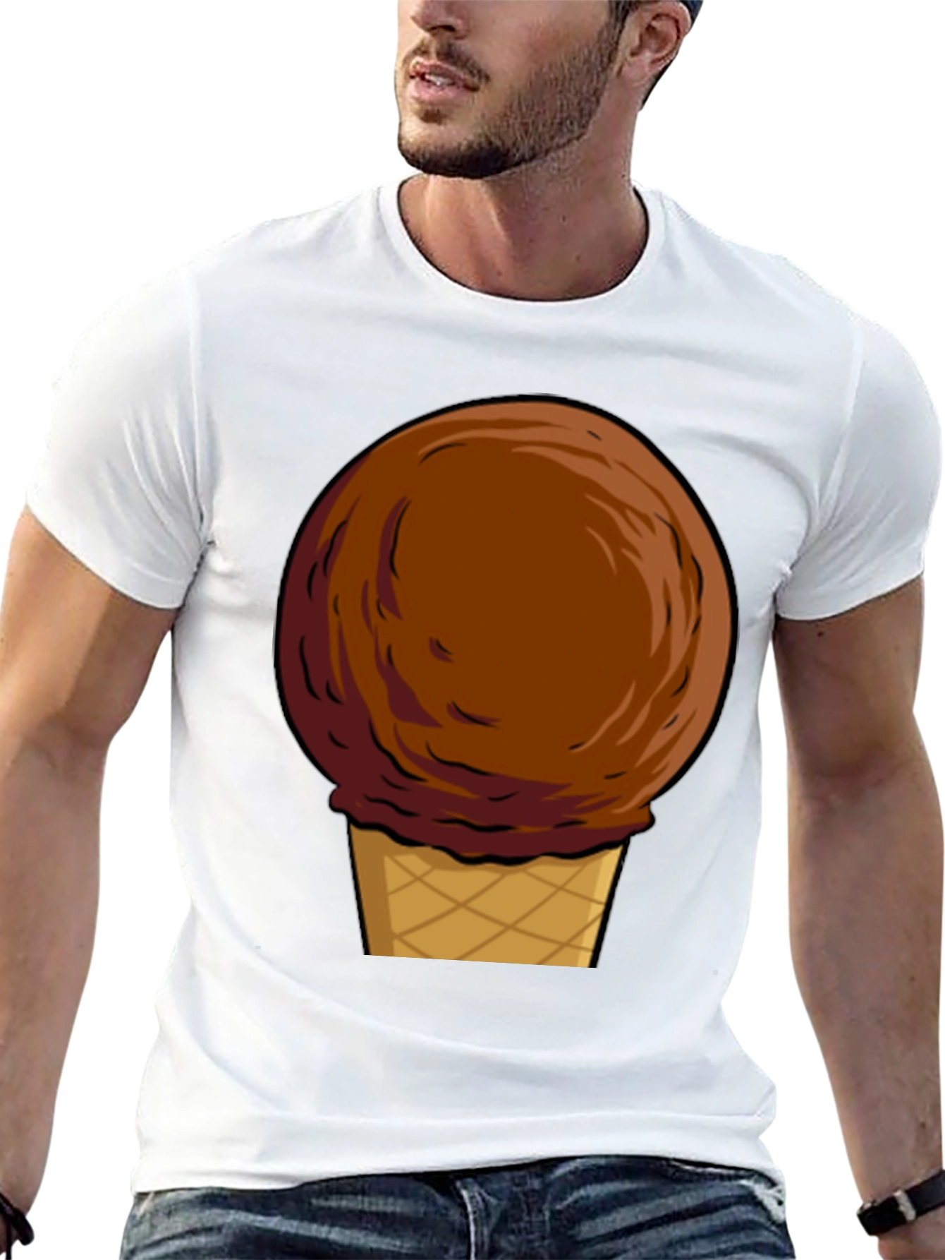 Chocolate Ice Cream Cone Graphic T-Shirt