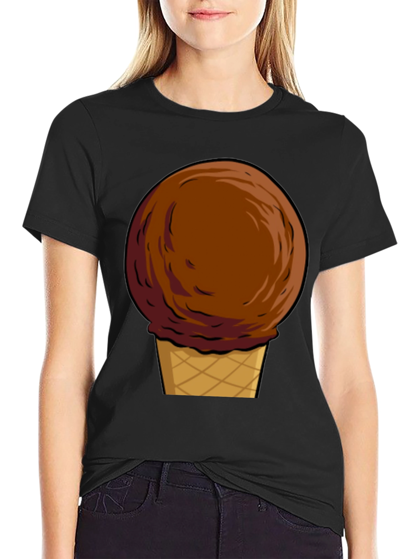 Chocolate Ice Cream Cone Graphic T-Shirt