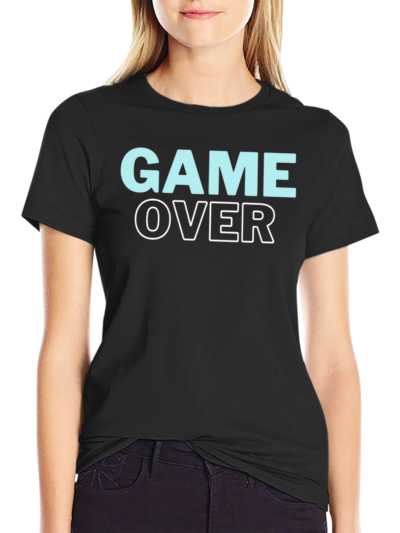 Game Over Graphic Print Crew Neck T-Shirt
