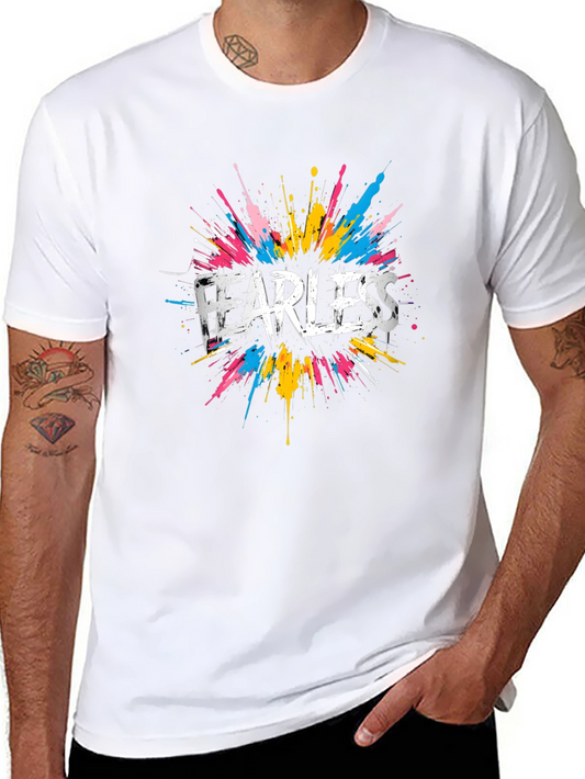 Fearless Graphic Tee - Colorful Paint Splatter Design