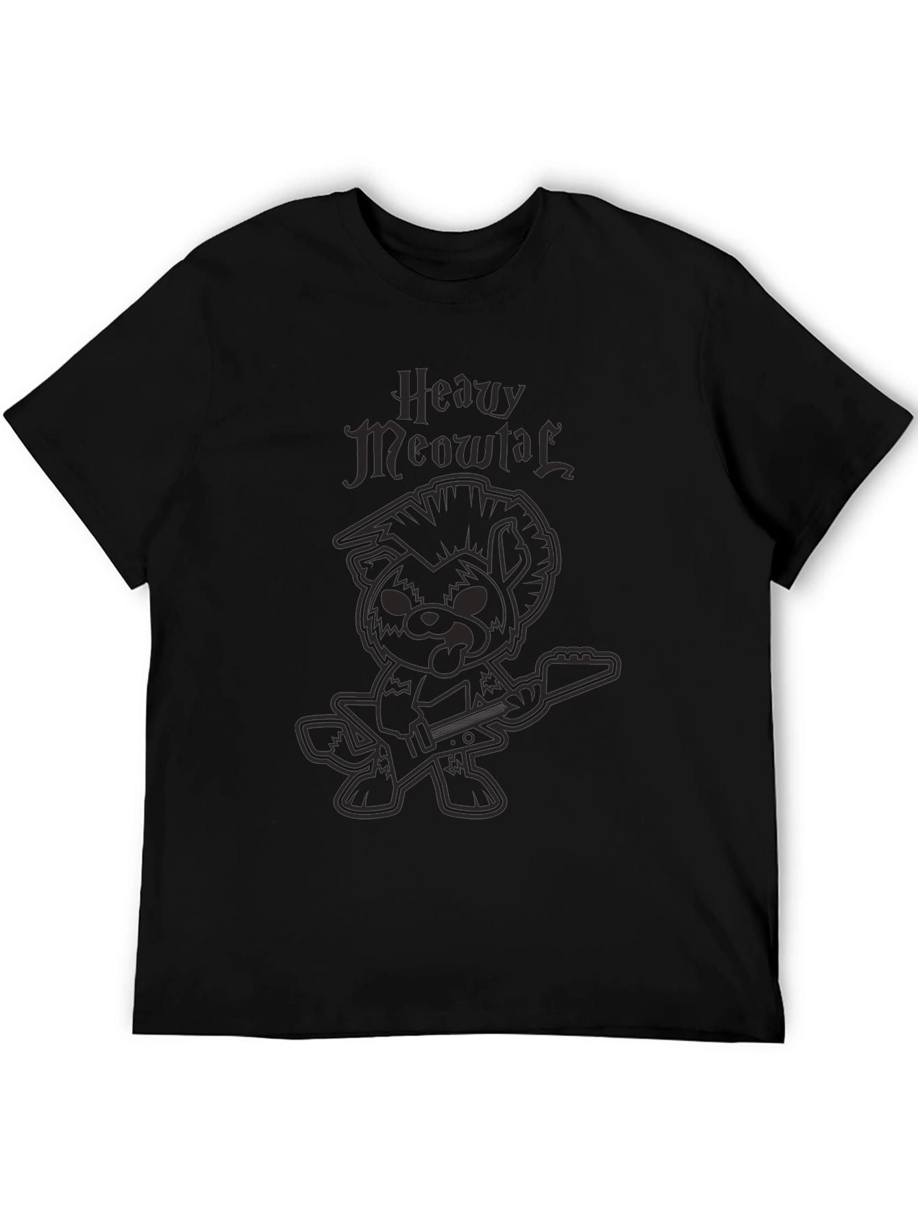 Heavy Meowtal Black T-Shirt Rocker Cat