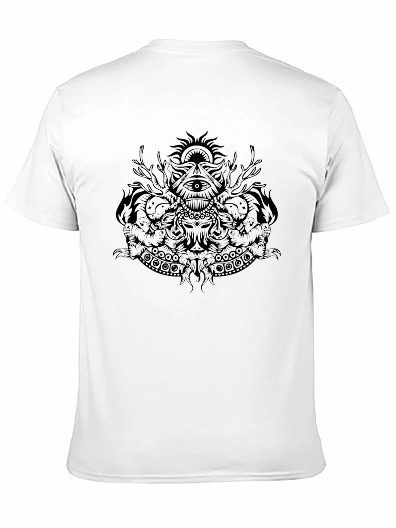 Mens Black Graphic Print Crew Neck Tee