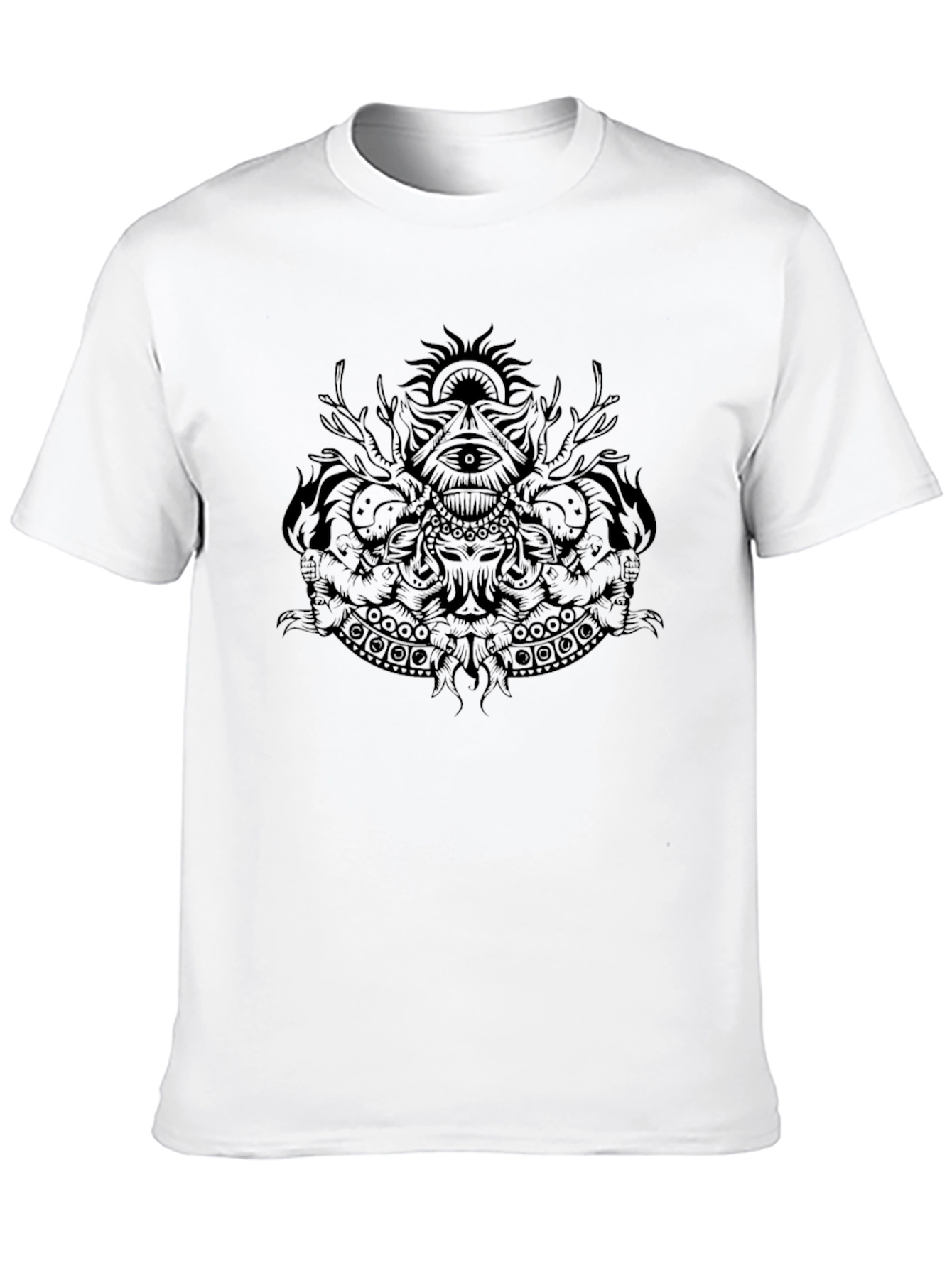 Mens Black Graphic Print Crew Neck Tee