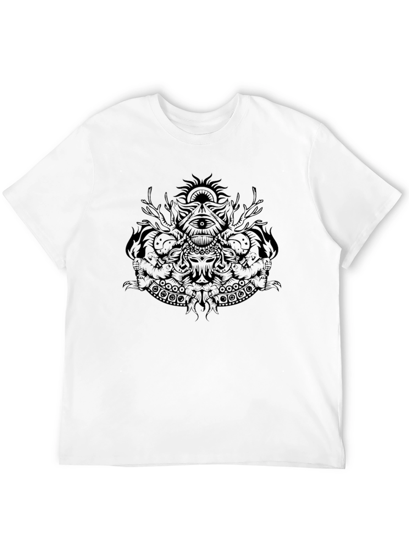 Mens Black Graphic Print Crew Neck Tee
