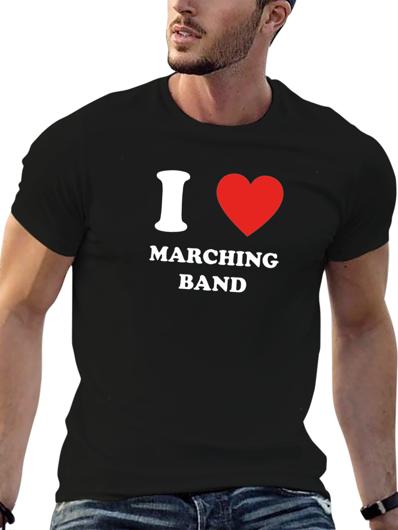 I Heart Marching Band T-Shirt - Black Cotton Tee