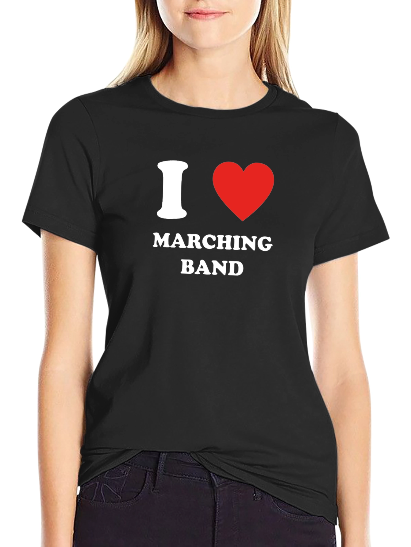 I Heart Marching Band T-Shirt - Black Cotton Tee