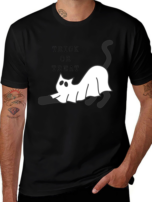Halloween Ghost Cat T-Shirt - Trick or Treat Tee