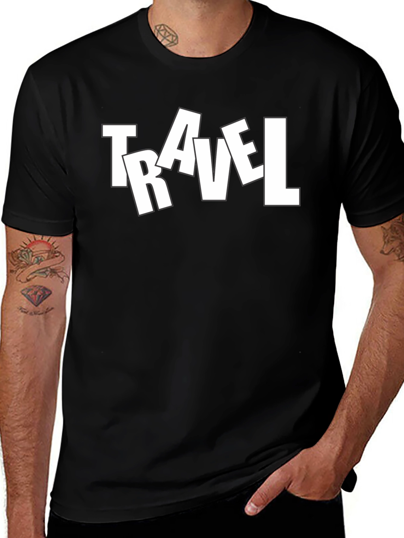 Travel Tee - Mens Black Graphic T-Shirt