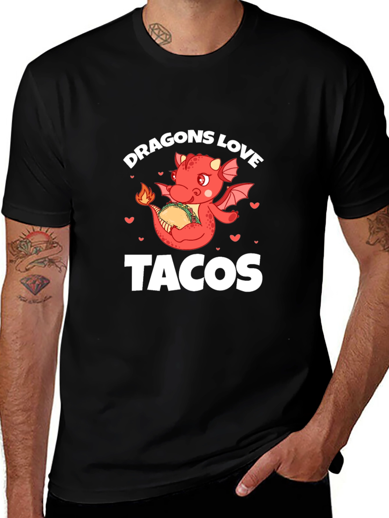 Dragons Love Tacos Black Graphic Tee