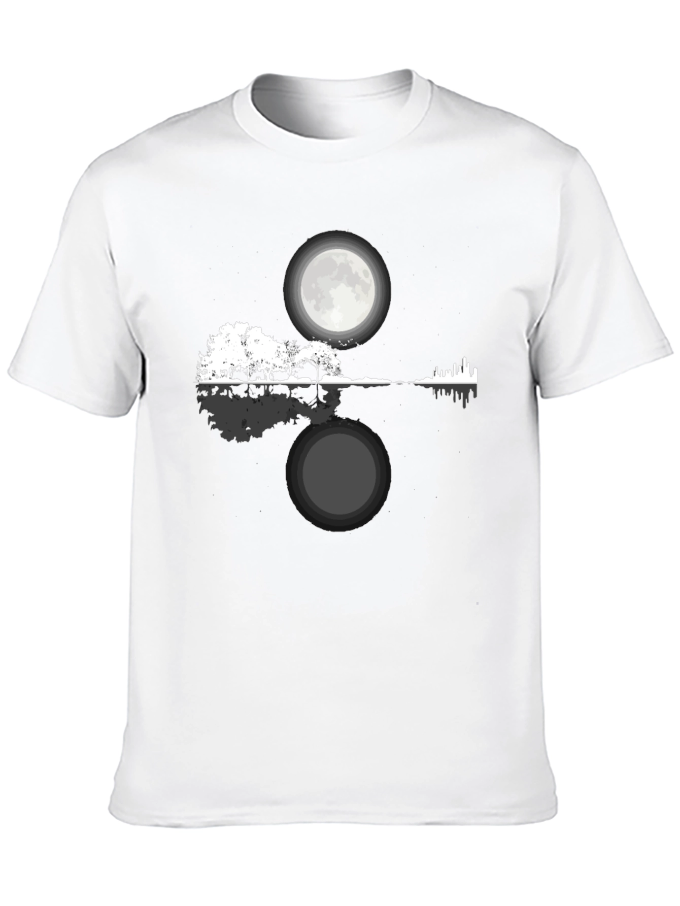 Moonlit Guitar Landscape Graphic Tee - Black