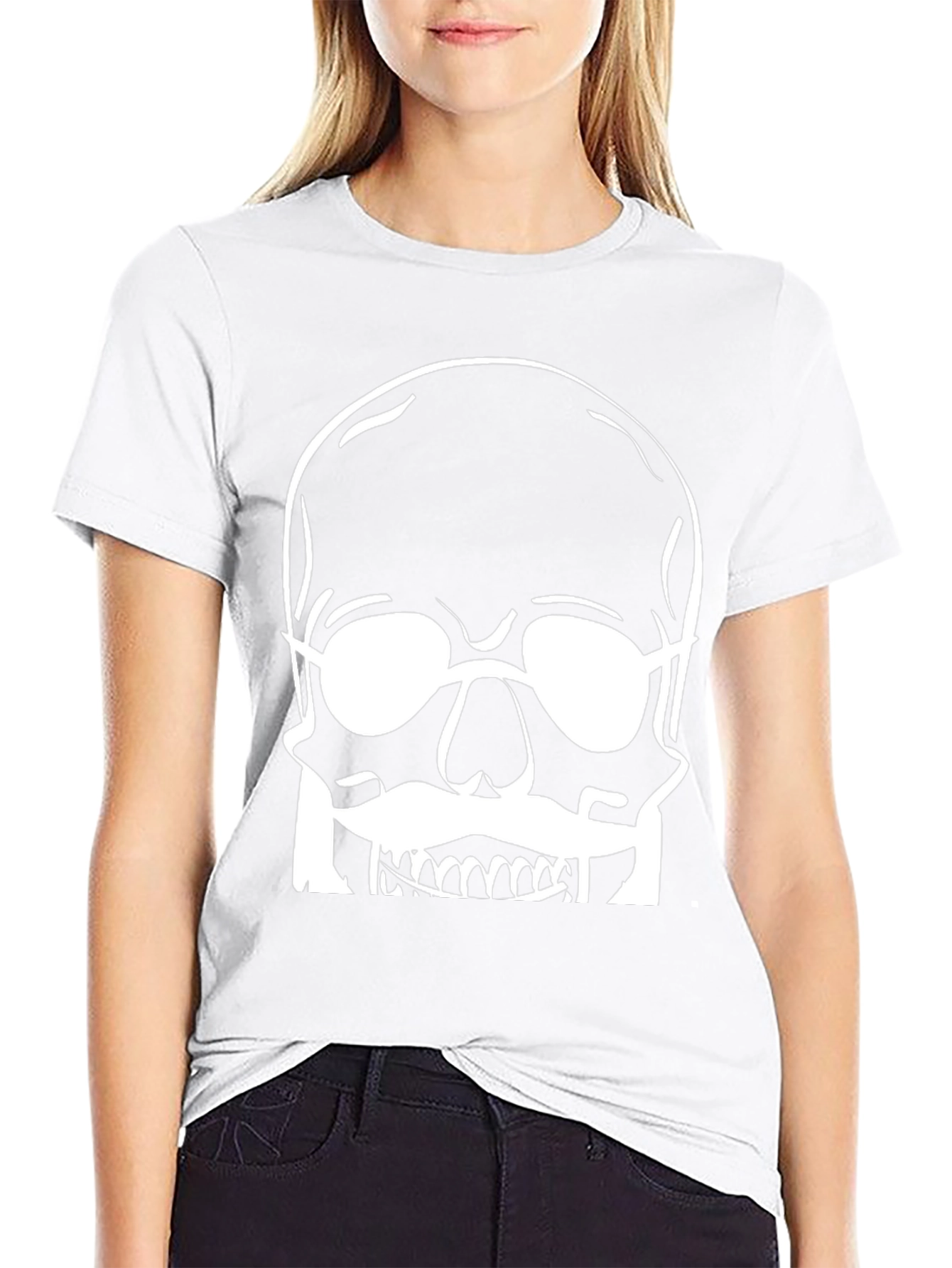 Skull with Glasses Graphic Tee - Modern Black T-Shirt