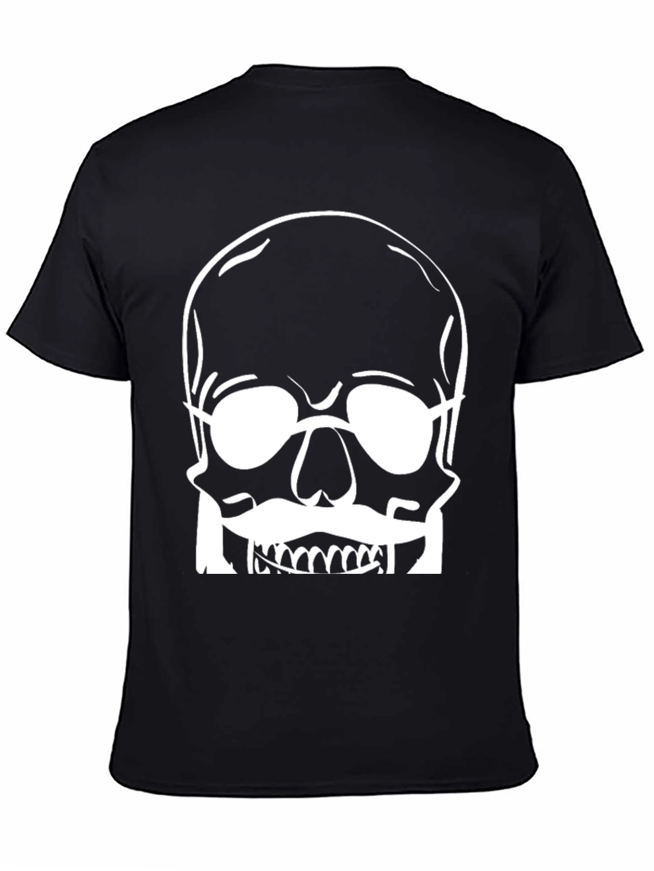 Skull with Glasses Graphic Tee - Modern Black T-Shirt