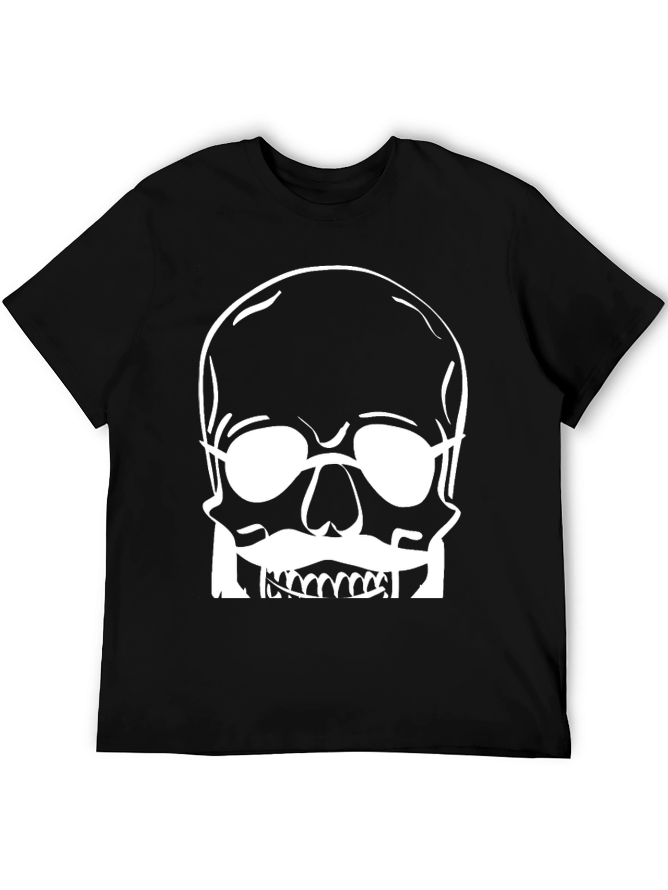 Skull with Glasses Graphic Tee - Modern Black T-Shirt