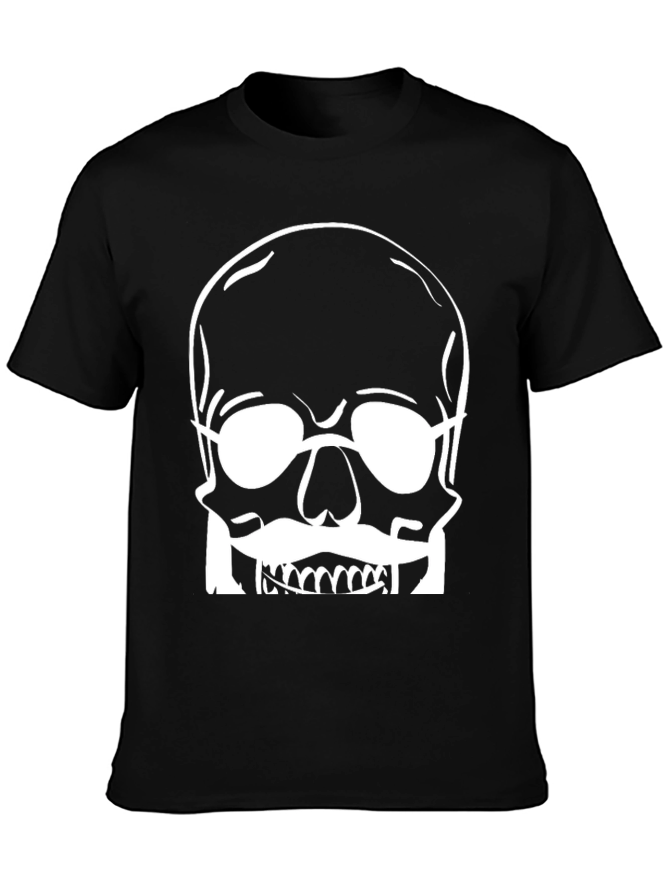 Skull with Glasses Graphic Tee - Modern Black T-Shirt