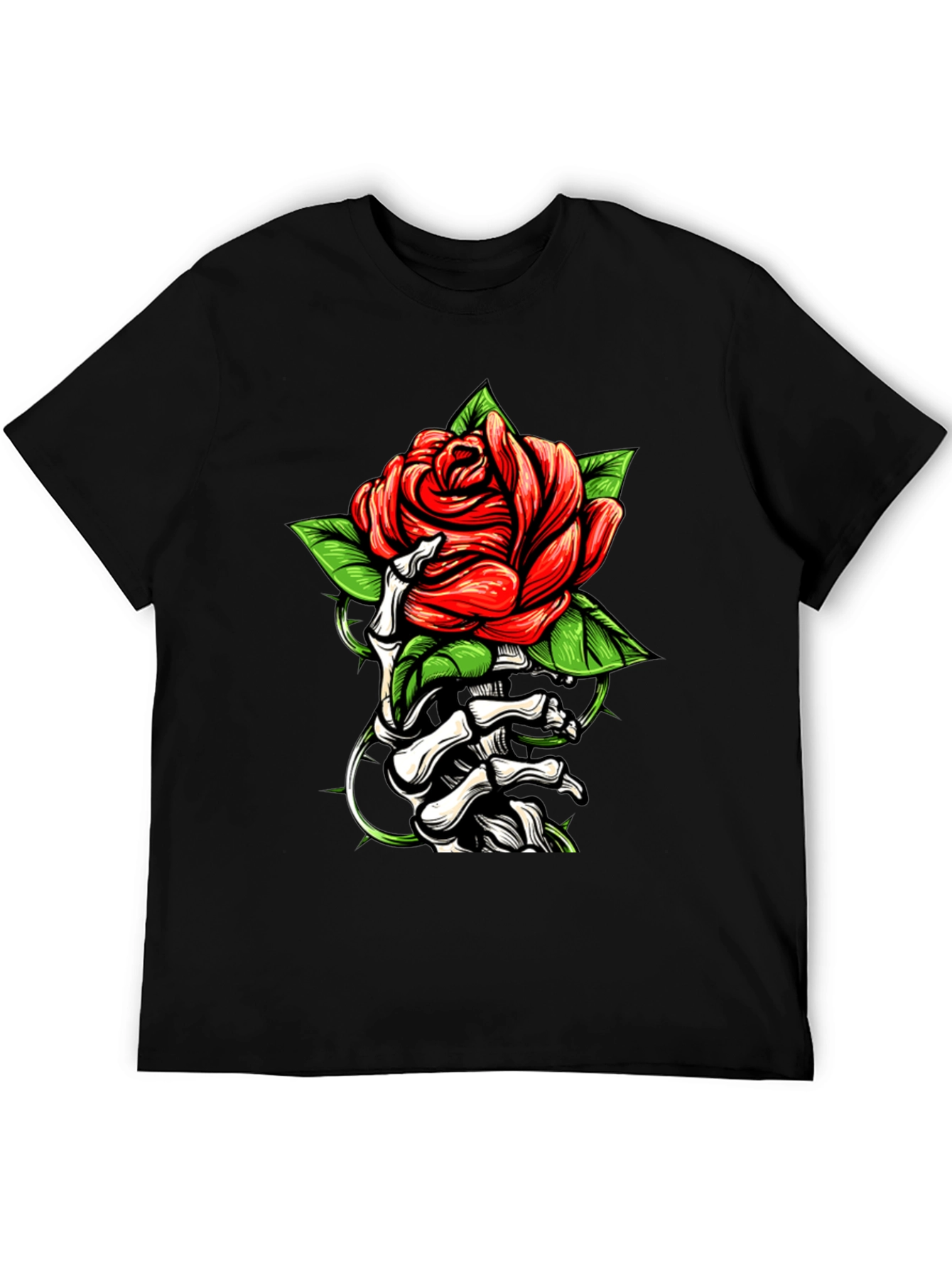 Rose & Bones Graphic Tee - Black Casual Shirt