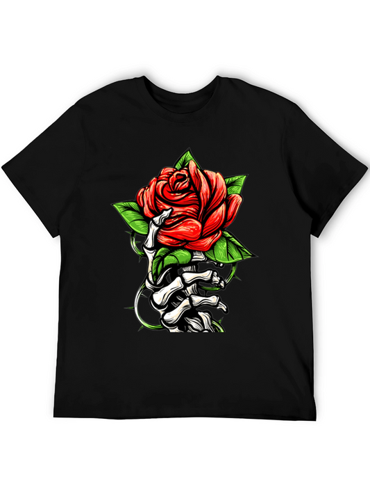 Rose & Bones Graphic Tee - Black Casual Shirt