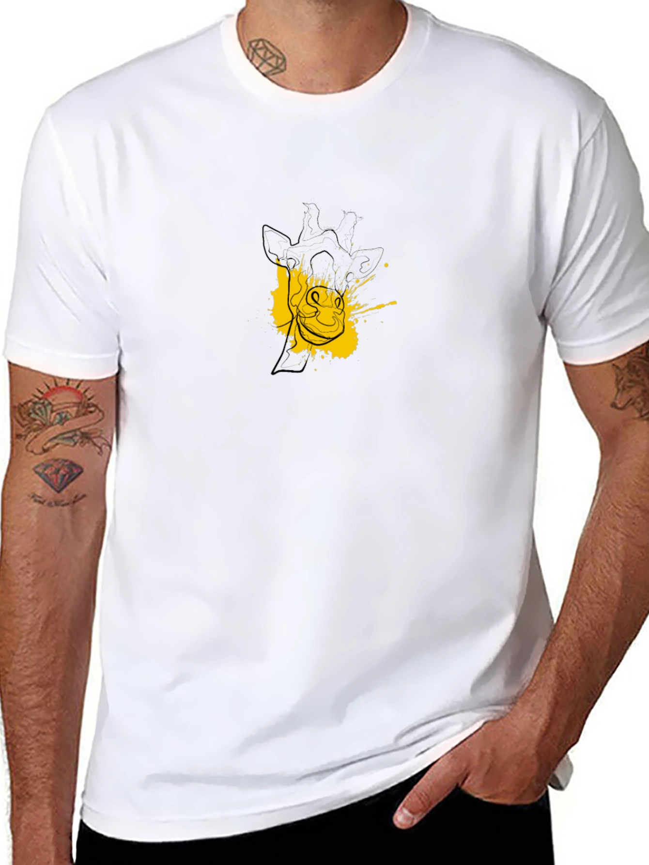 Mens Black Giraffe Graphic Tee
