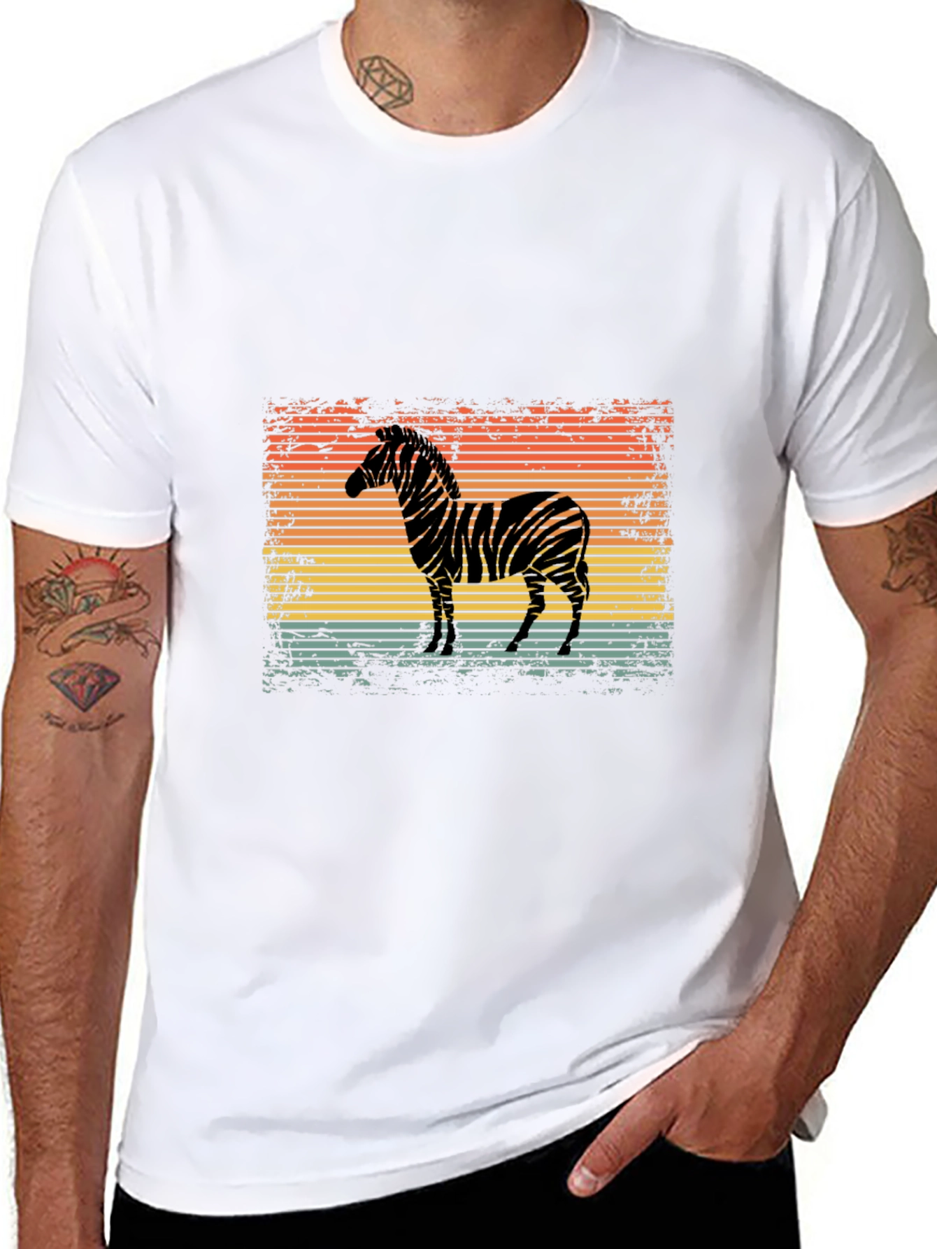 Retro Zebra Graphic T-Shirt - Cool Animal Design