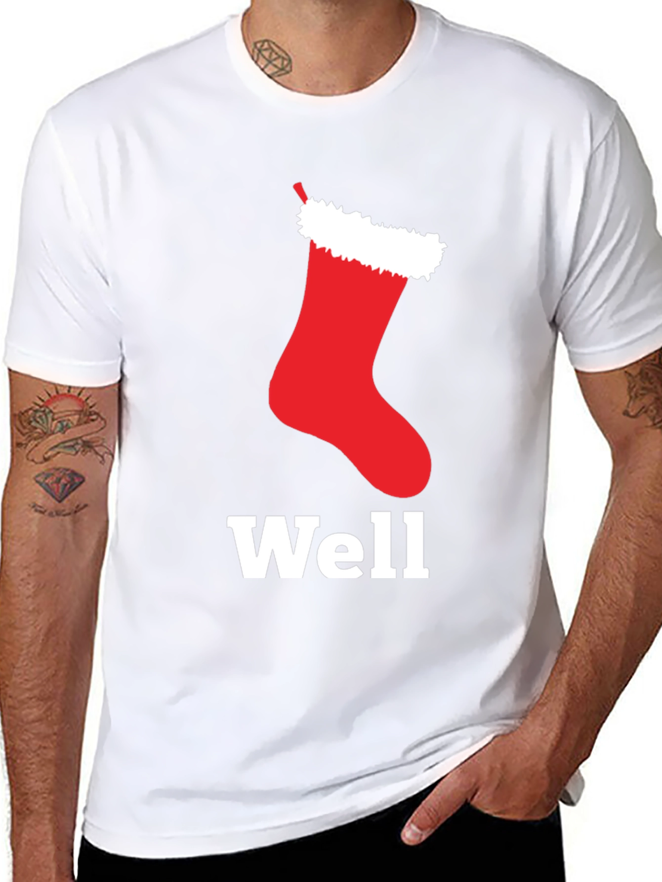 Well Hung Stocking Christmas T-Shirt