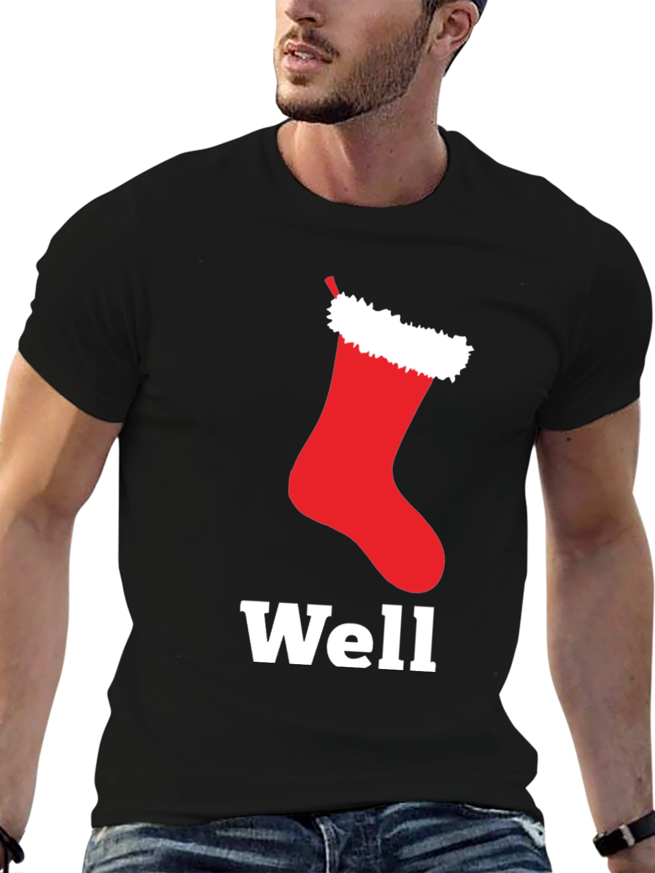Well Hung Stocking Christmas T-Shirt